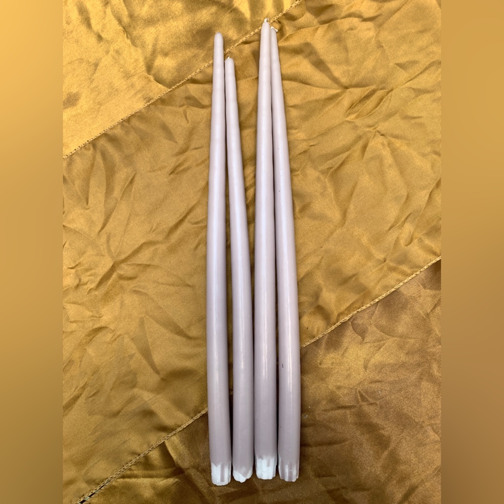 Set of 4 18” Anthropologie light purple taper candles